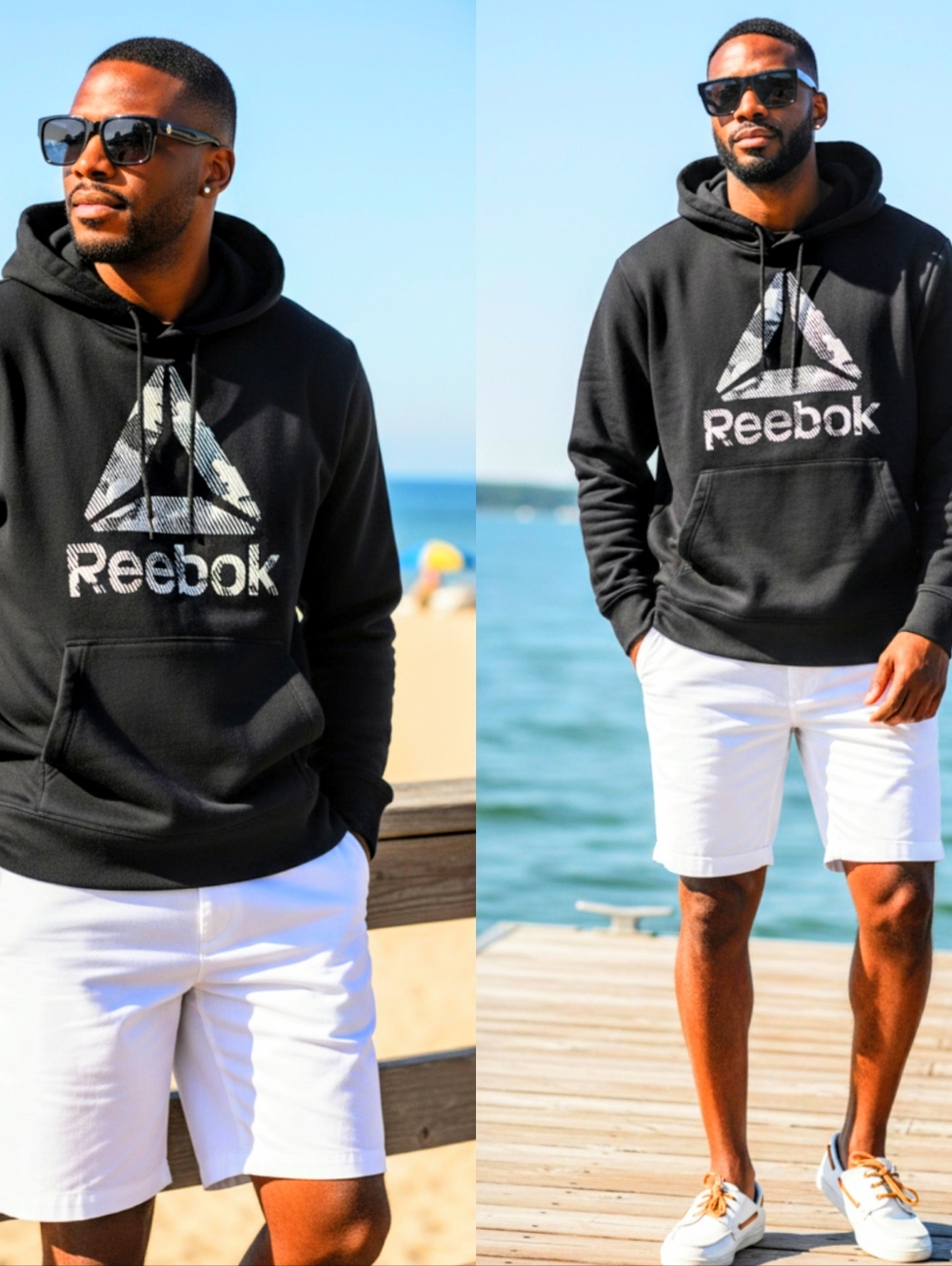 Reebok Black Logo Pullover Hoodie for Men